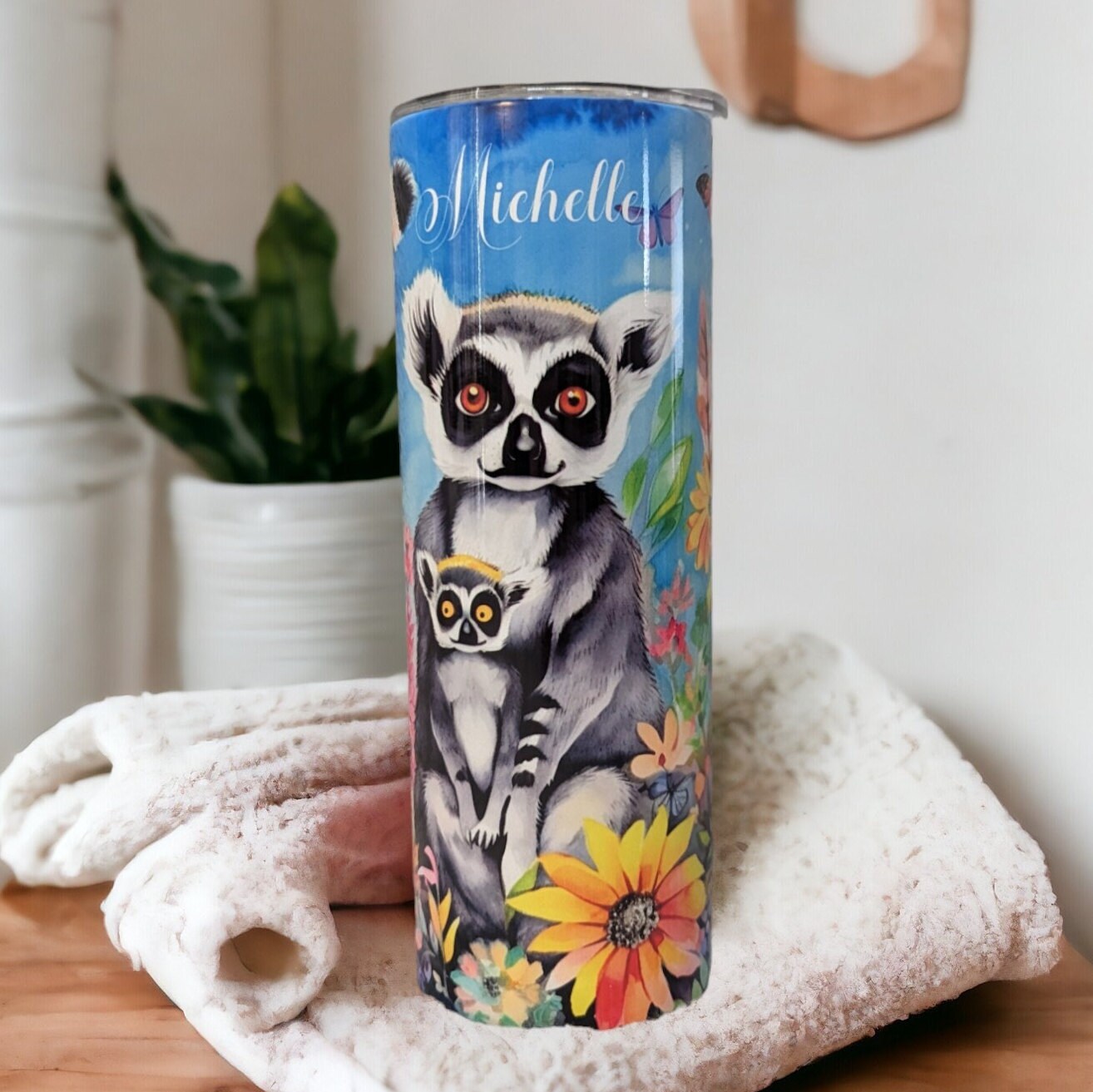 Lemur Tumbler 20oz With Reusable Straw, Can Be Personalized