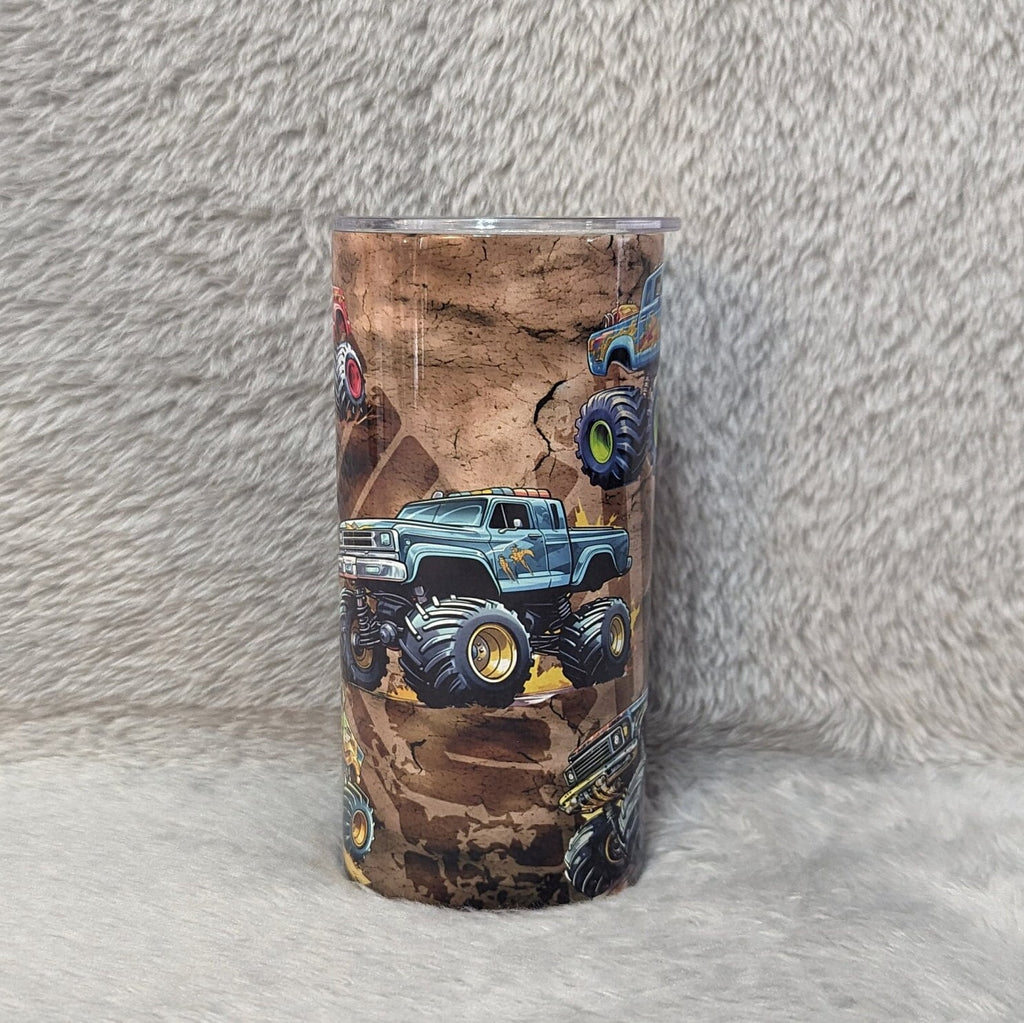 Kids Monster Truck Tumbler 15oz With Reusable Straw, Can Be Personalized