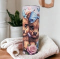 Highland Cow Tumbler with Cute Calf's Roses and Butterflies, Can Be Personalized, Highland Cow Lover Gift, Cup With Name Lid and Straw
