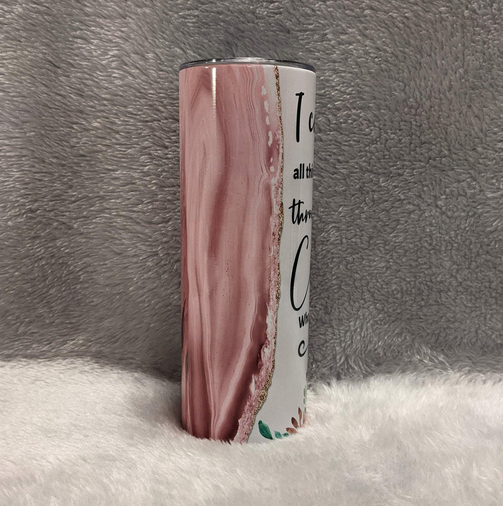 I Can Do All Things Through Christ Religious Tumbler - Philippians 4:13 20oz With Reusable Straw