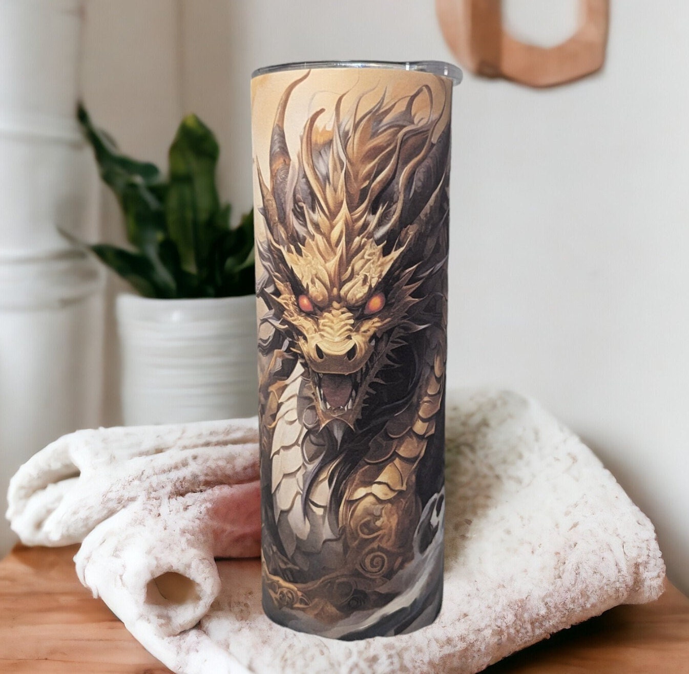 Dragon Tumbler with Reusable Straw, Dragon Cup With Name, Personalized Dragon Tumbler, Dragon Lover Gift, 20oz Tumbler