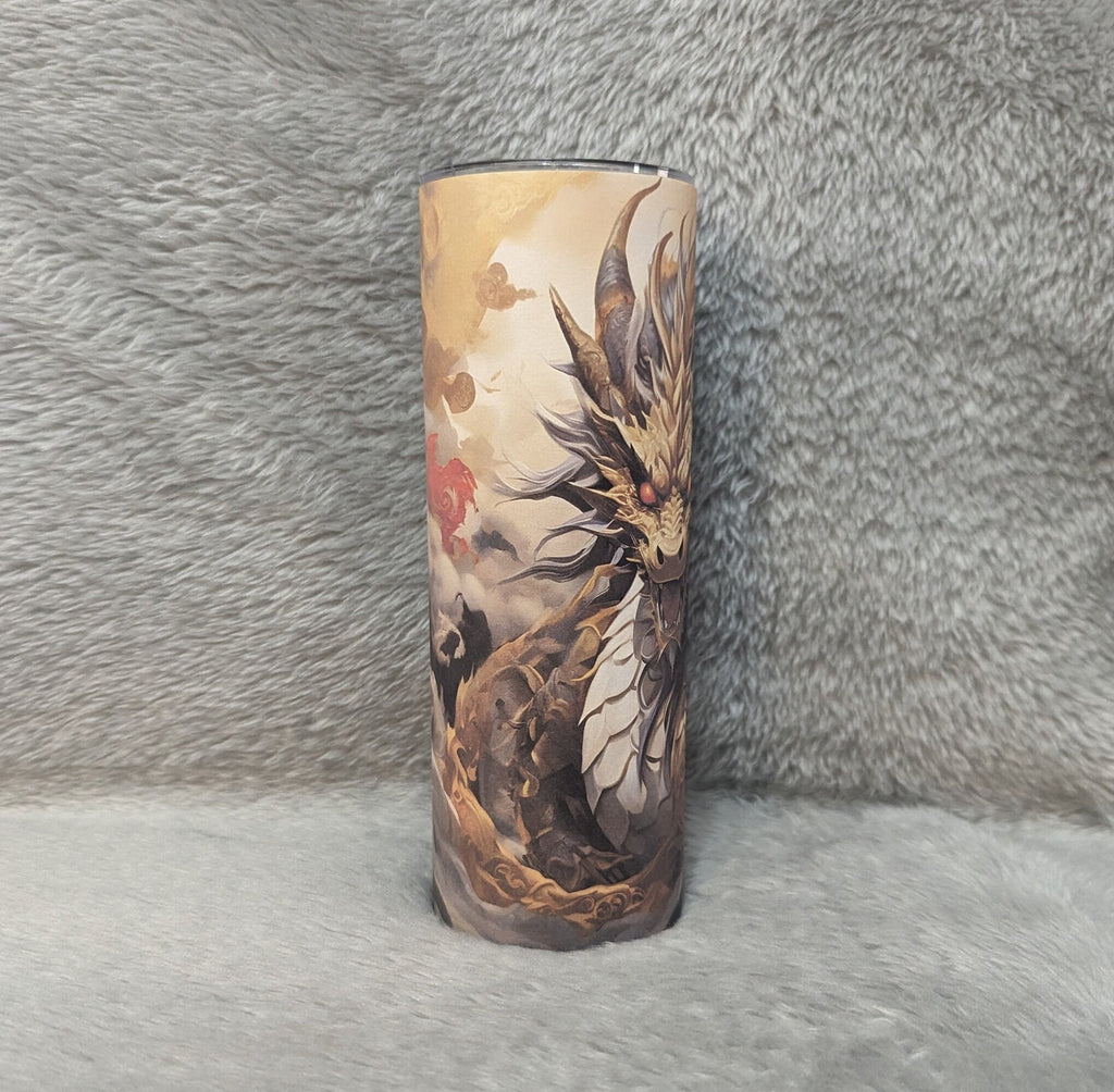 Dragon Tumbler with Reusable Straw, Dragon Cup With Name, Personalized Dragon Tumbler, Dragon Lover Gift, 20oz Tumbler