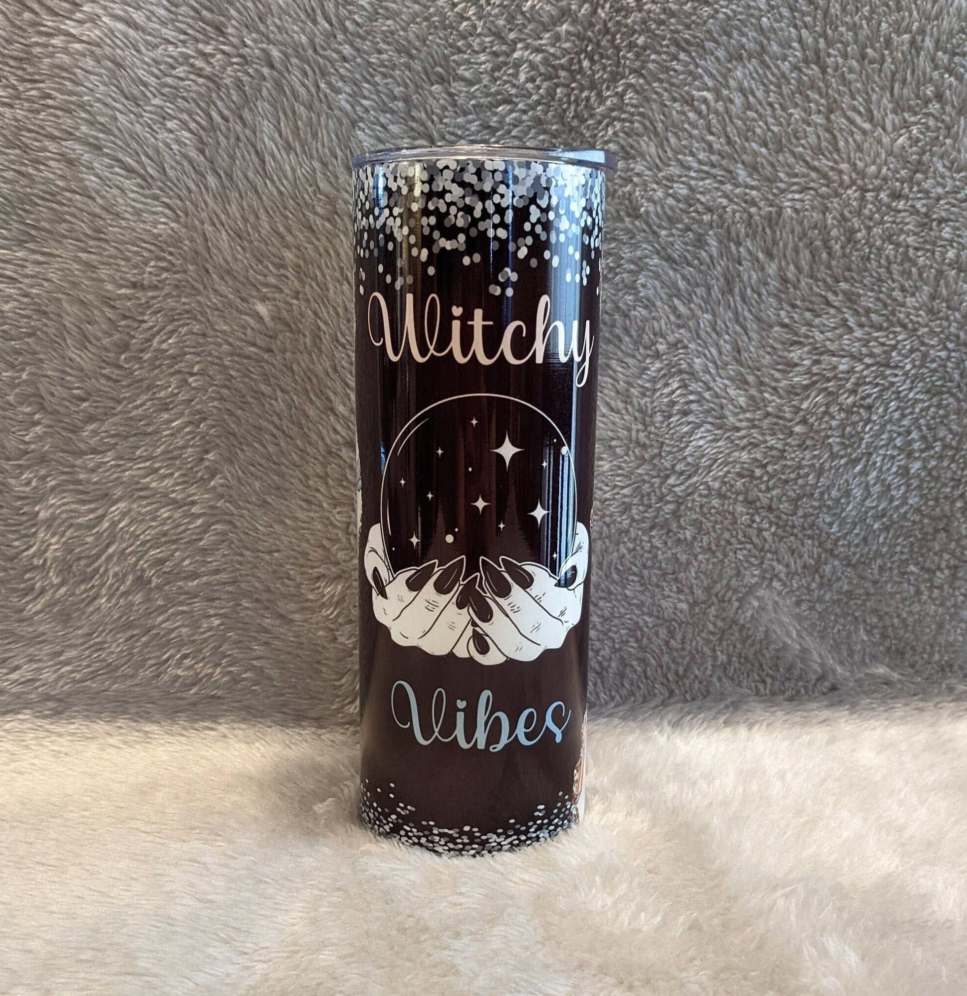 Witchy Vibes Tumbler Can Be Personalized, Mystical Gift For Her, 20oz Tumbler With Reusable Straw, Hot Or Cold Drinkware For Everyday Use
