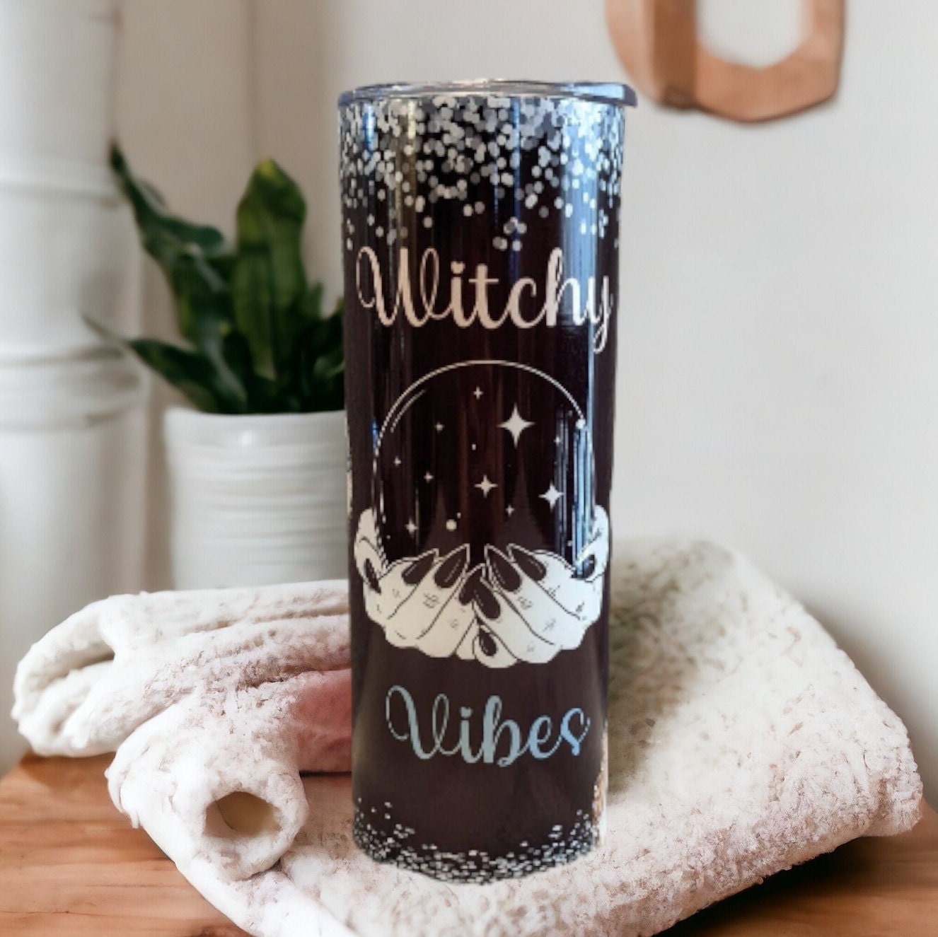 Witchy Vibes Tumbler Can Be Personalized, Mystical Gift For Her, 20oz Tumbler With Reusable Straw, Hot Or Cold Drinkware For Everyday Use