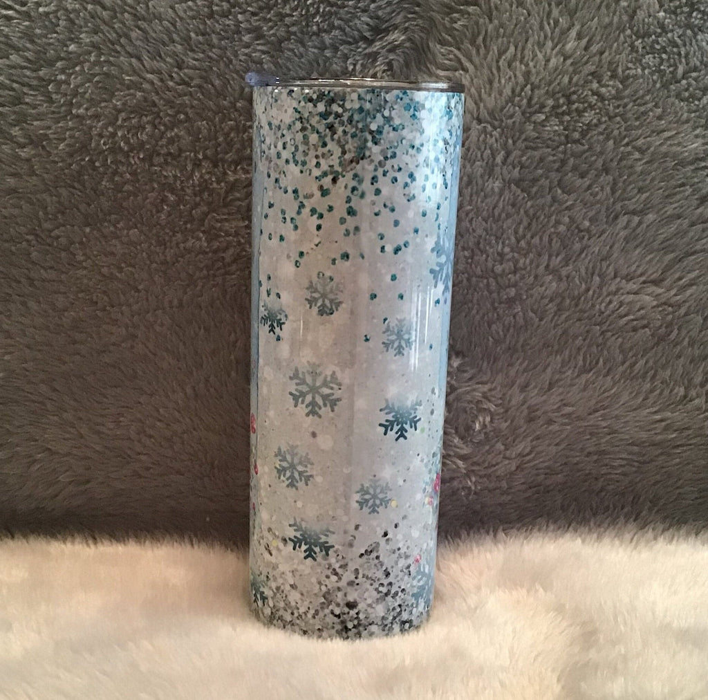Snowman Tumbler 20oz With Reusable Straw, Can Be Personalized