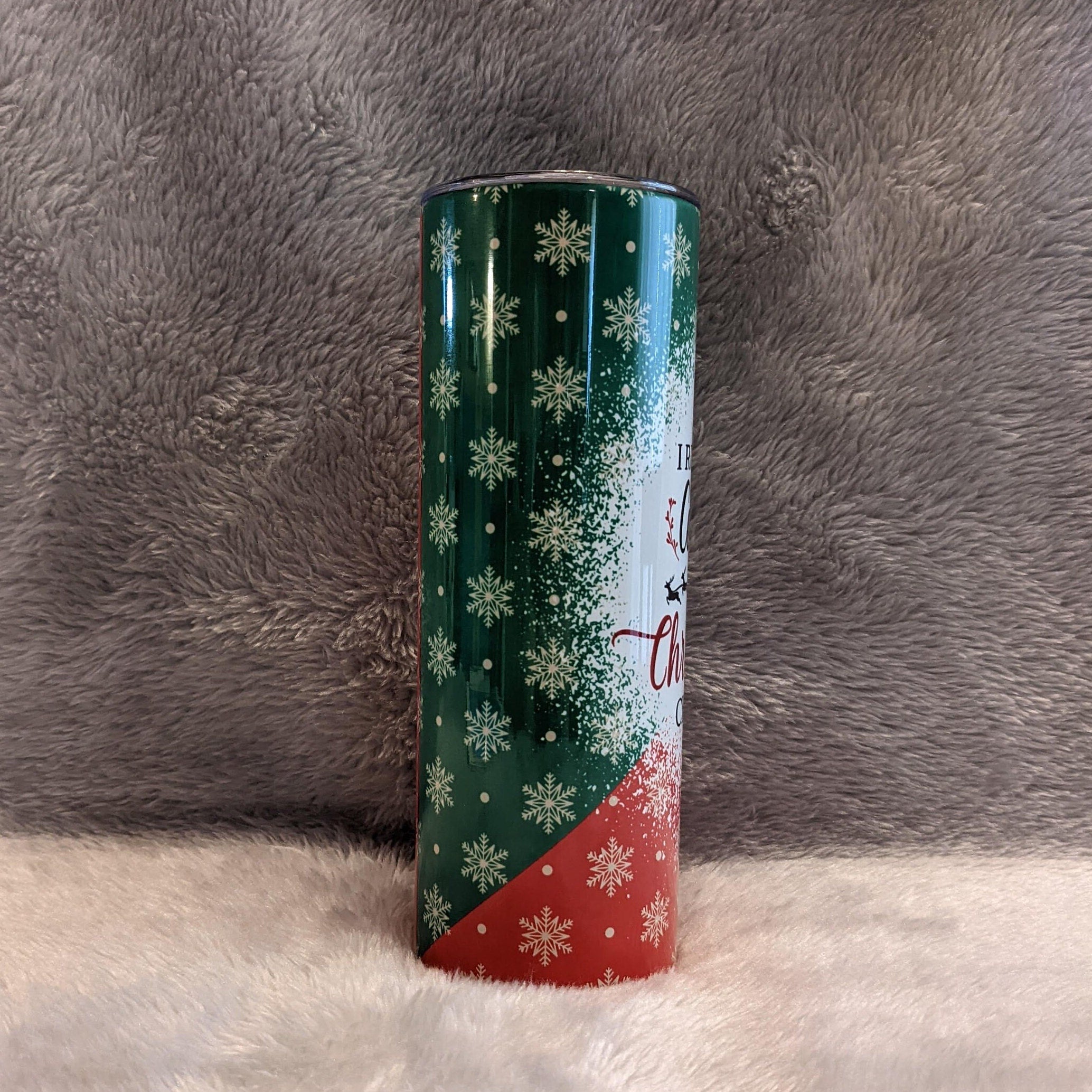 I Run On Coffee and Christmas Cheer Tumbler, Christmas Tumbler With Reusable Straw, Holiday Gift For Her, Festive Holiday Gift