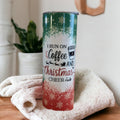 I Run On Coffee and Christmas Cheer Tumbler, Christmas Tumbler With Reusable Straw, Holiday Gift For Her, Festive Holiday Gift