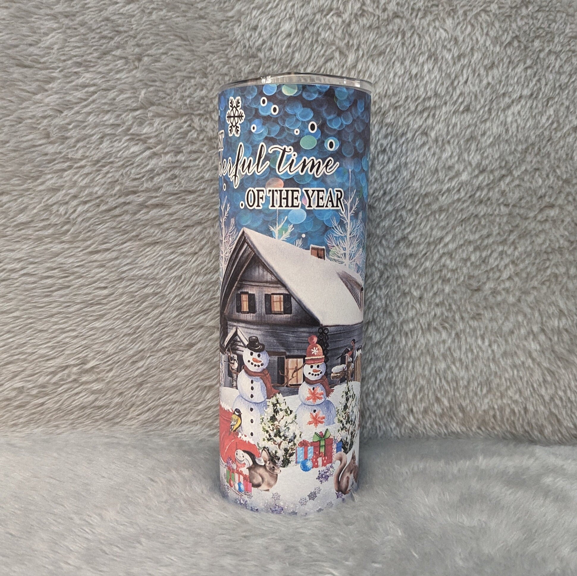 Christmas Winter Tumbler With Nature's Animals, Christmas Gift, It's The Most Wonderful Time Of The Year, Winter Theme Tumbler With Straw