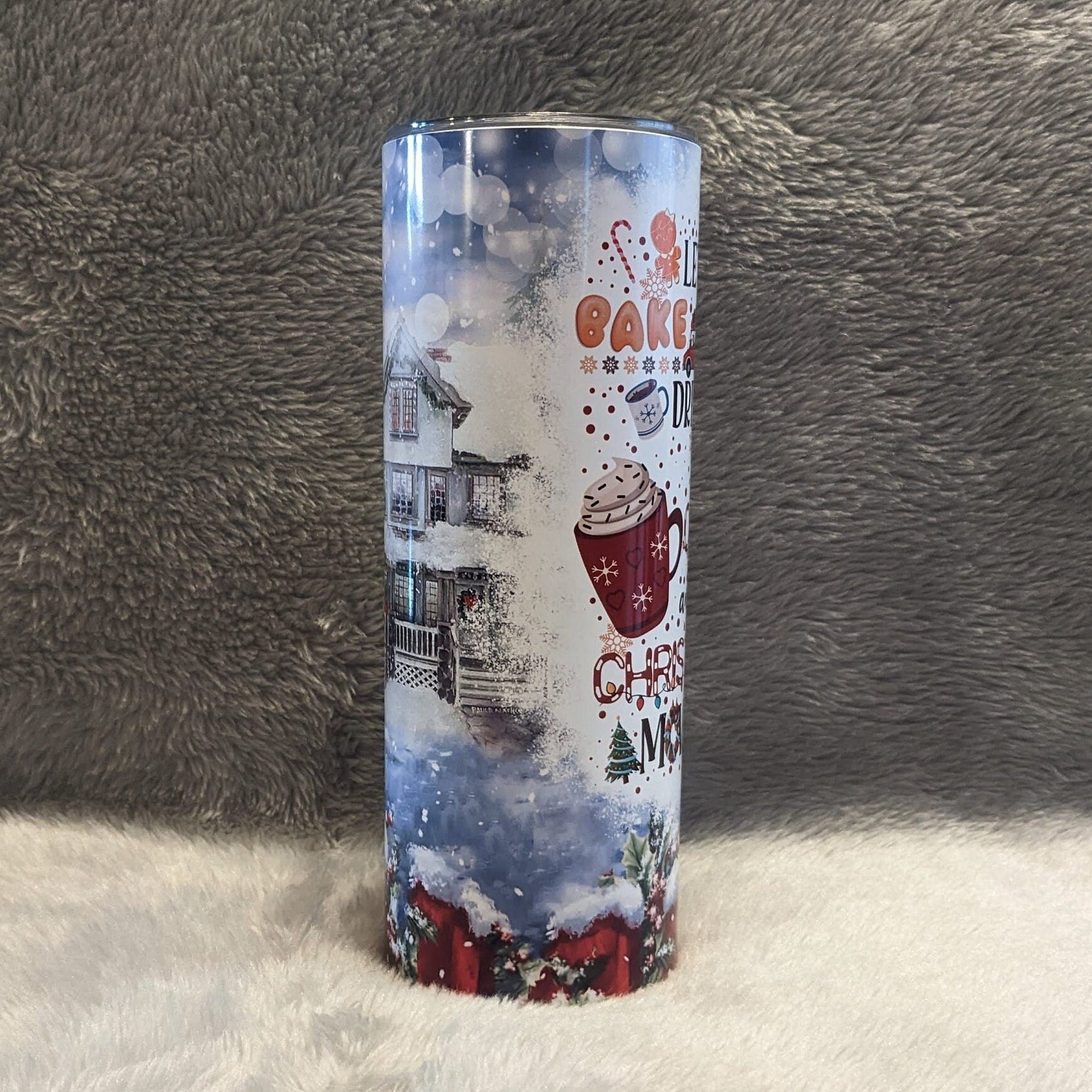 Let's Bake Stuff Winter Christmas Tumbler, Includes Reusable Plastic Straw, For Hot Or Cold Drinks, Christmas Party Gift To Enjoy All Year