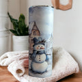 Festive Snowman Tumbler With A Snowman Wearing Blue and A Winter Scene, Great Gift For Winter and Snowman Lovers, Great Gift
