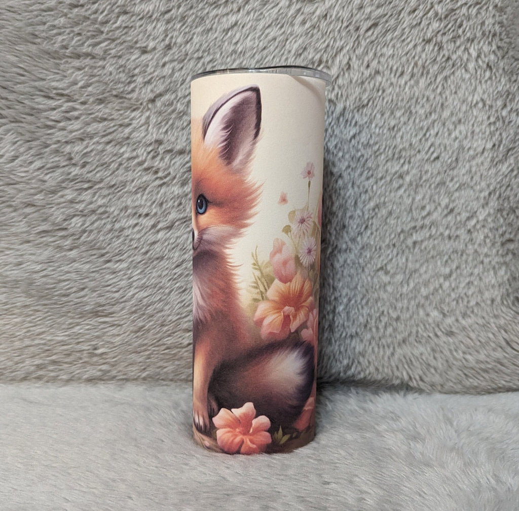 Adorable Baby Fox Tumbler with Reusable Straw, Can Be Personalized, Cup With Name, Great For Home Or On The Go, 20oz Tumbler With A Straw