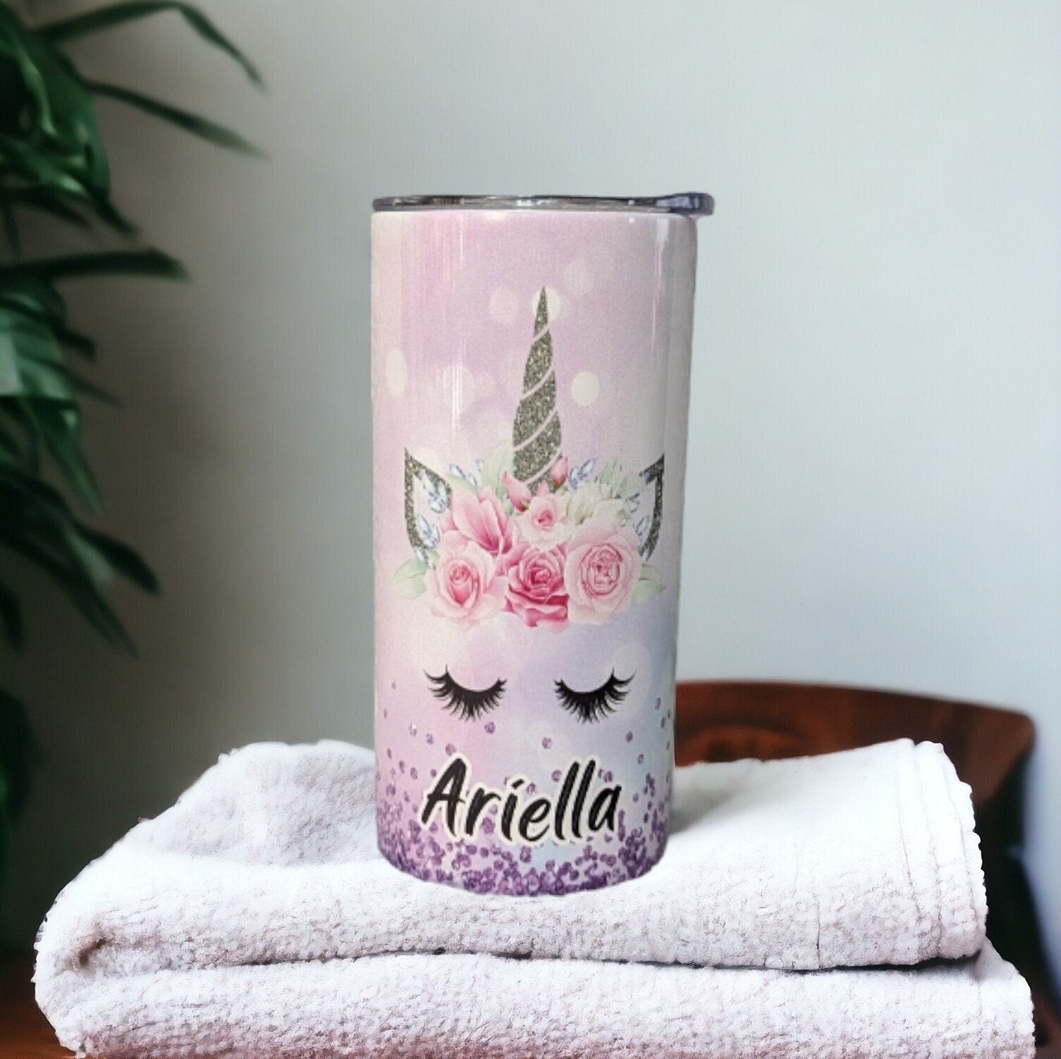 Kids Unicorn Cup 15oz With Reusable Straw Can Be Personalized