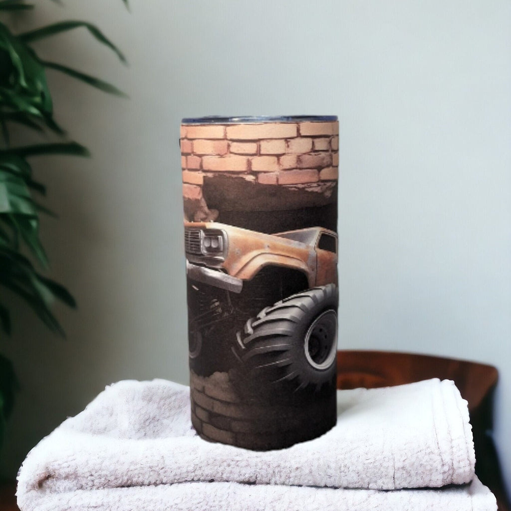 Kids Monster Truck Tumbler 15oz With Reusable Straw Can Be Personalized