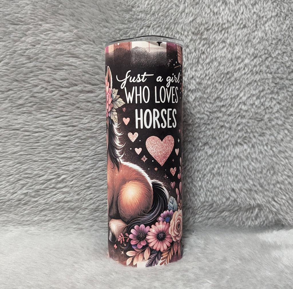 Just a Girl Who Loves Horses Tumbler, Horse Lover Gift, Can Be Personalized, Horse Tumbler With Reusable Straw, Cup With Name