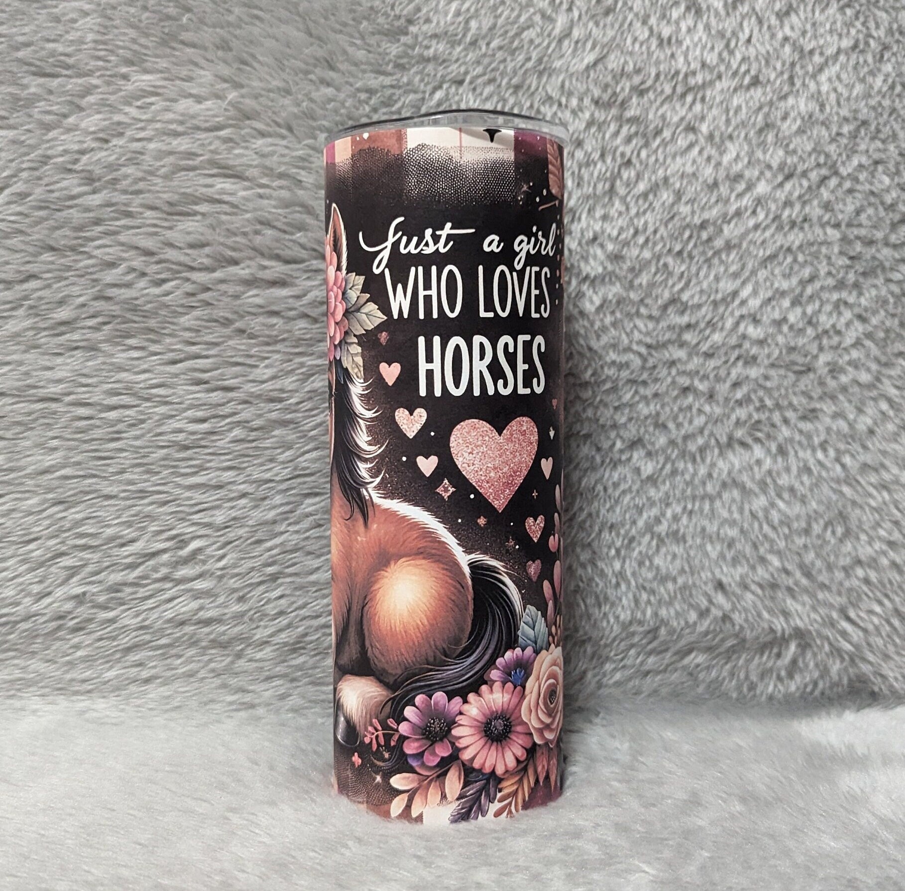 Just a Girl Who Loves Horses Tumbler, Horse Lover Gift, Can Be Personalized, Horse Tumbler With Reusable Straw, Cup With Name