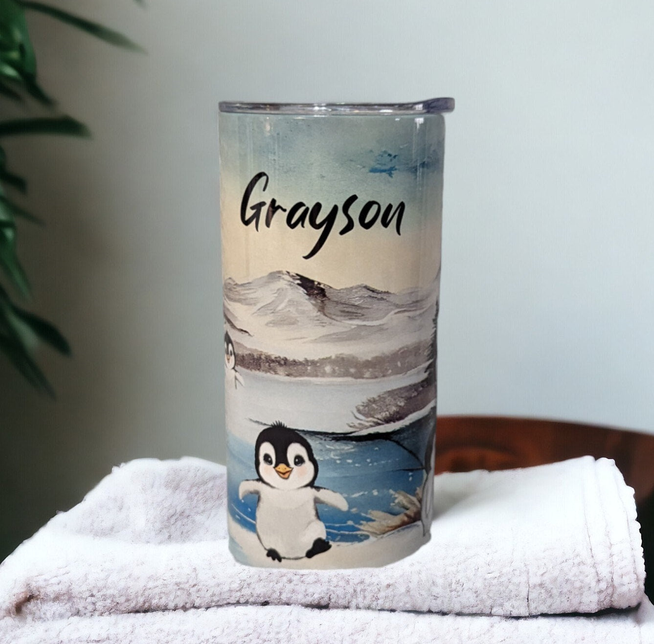 Kids Penguin Tumbler With Cute Penguins, Penguin Cup, Kids Cup With A Plastic Straw
