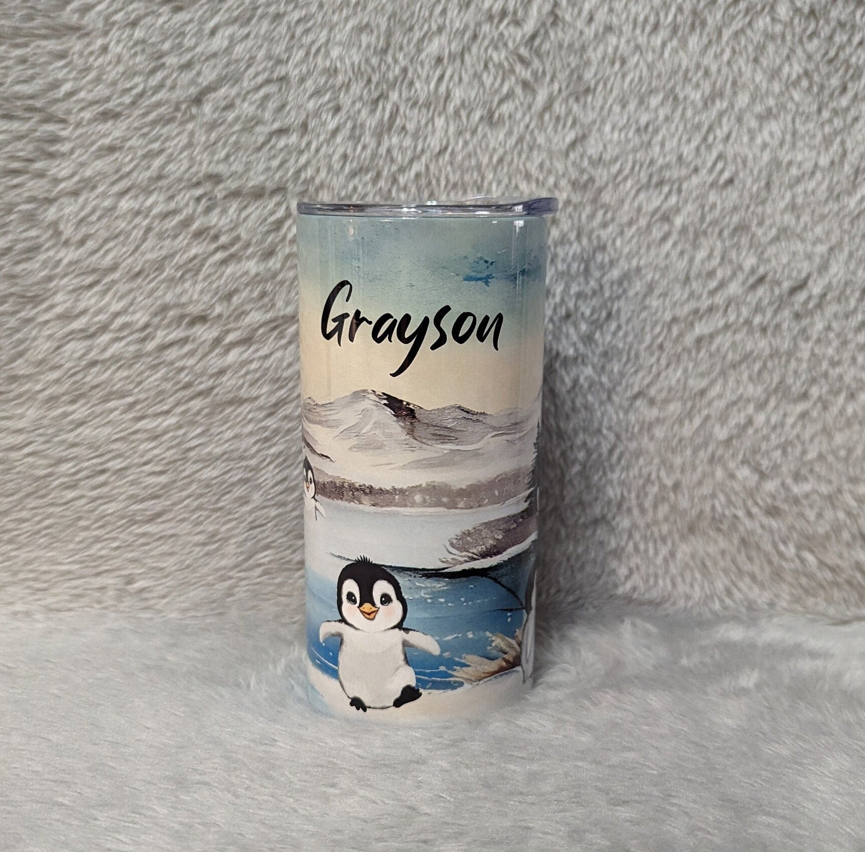 Kids Penguin Tumbler With Cute Penguins, Penguin Cup, Kids Cup With A Plastic Straw