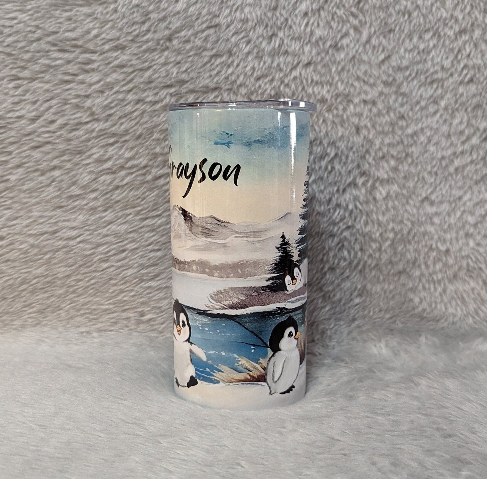 Kids Penguin Tumbler With Cute Penguins, Penguin Cup, Kids Cup With A Plastic Straw