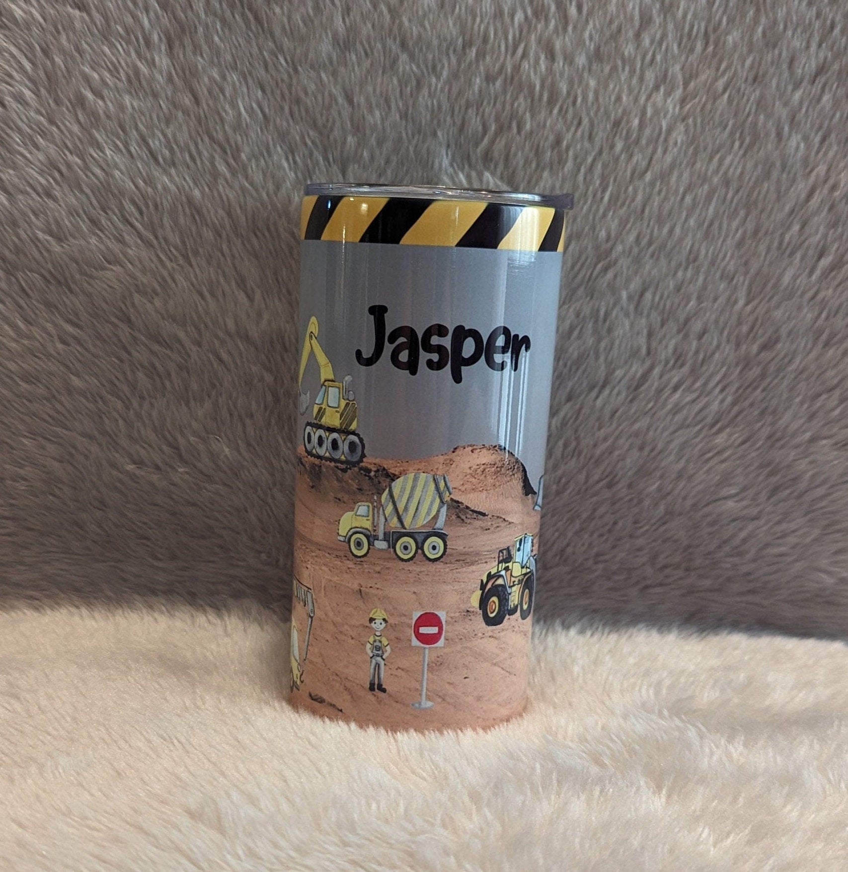 Kids Construction Tumbler With Straw, Personalized Construction Tumbler, Construction Cup With Name, Toy Truck Tumbler, Kids Cup With Straw