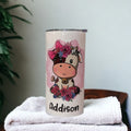 Kids Cow Tumbler 15oz With Reusable Straw, Can Be Personalized