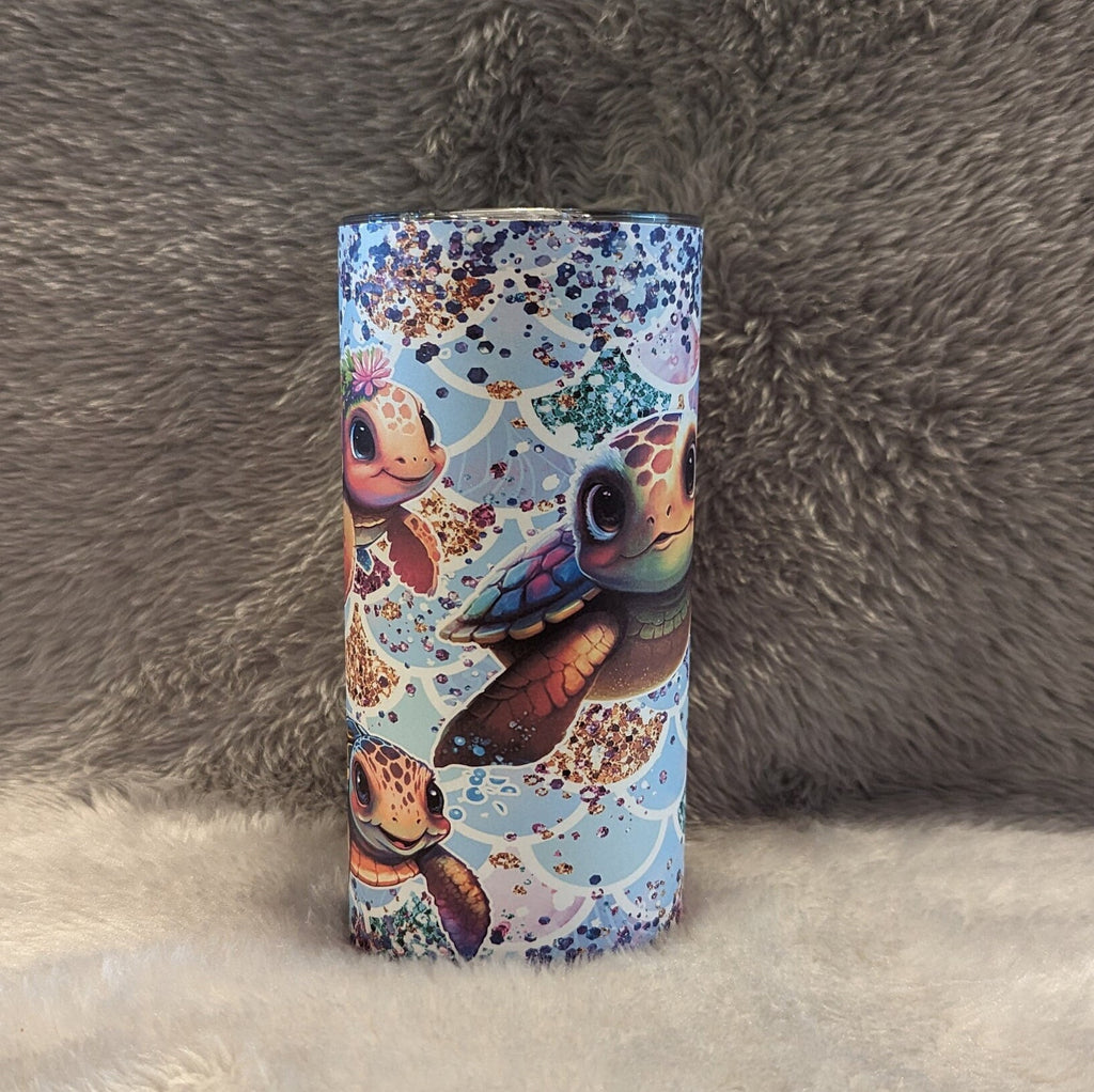 Kids Sea Turtle Tumbler 15oz With Reusable Straw, Can Be Personalized