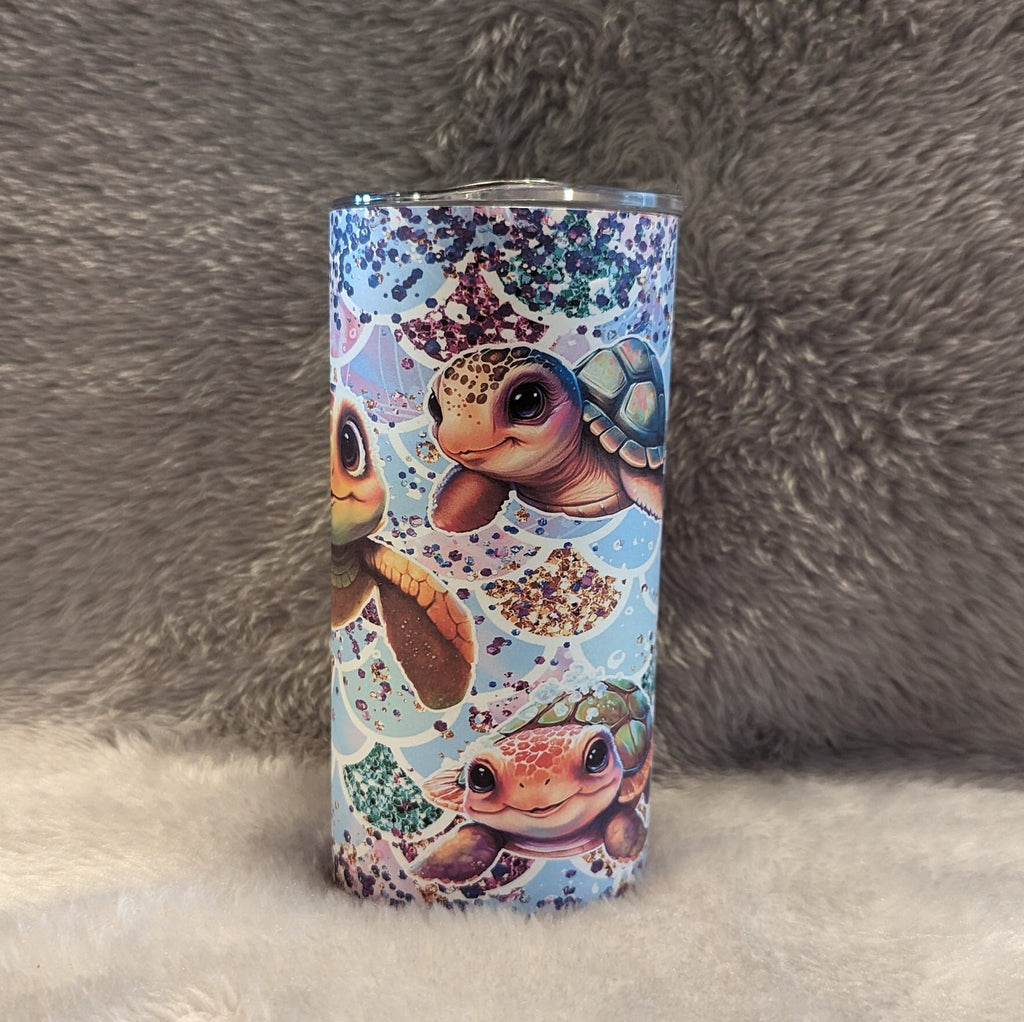 Kids Sea Turtle Tumbler 15oz With Reusable Straw, Can Be Personalized
