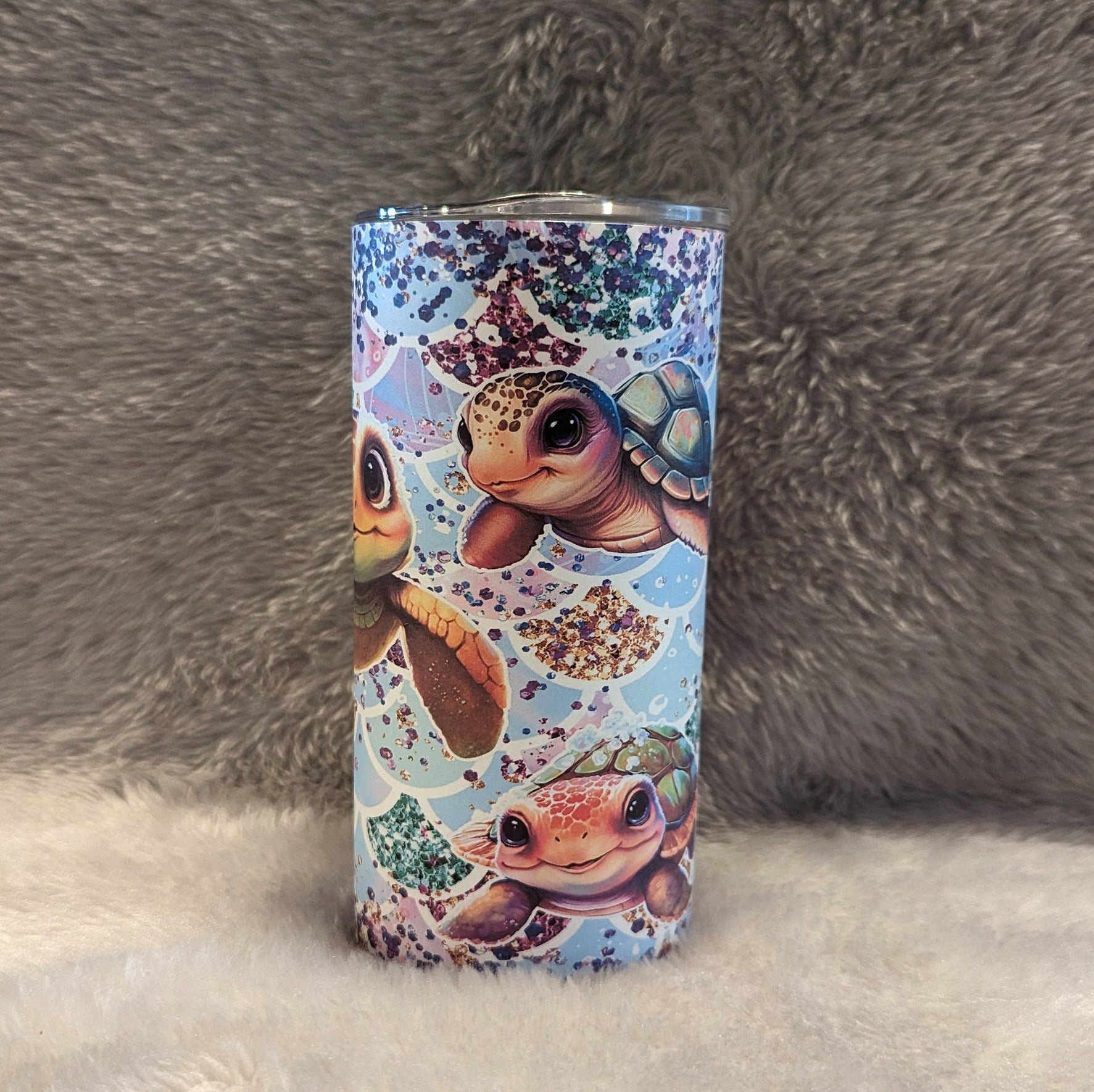 Kids Sea Turtle Tumbler 15oz With Reusable Straw, Can Be Personalized