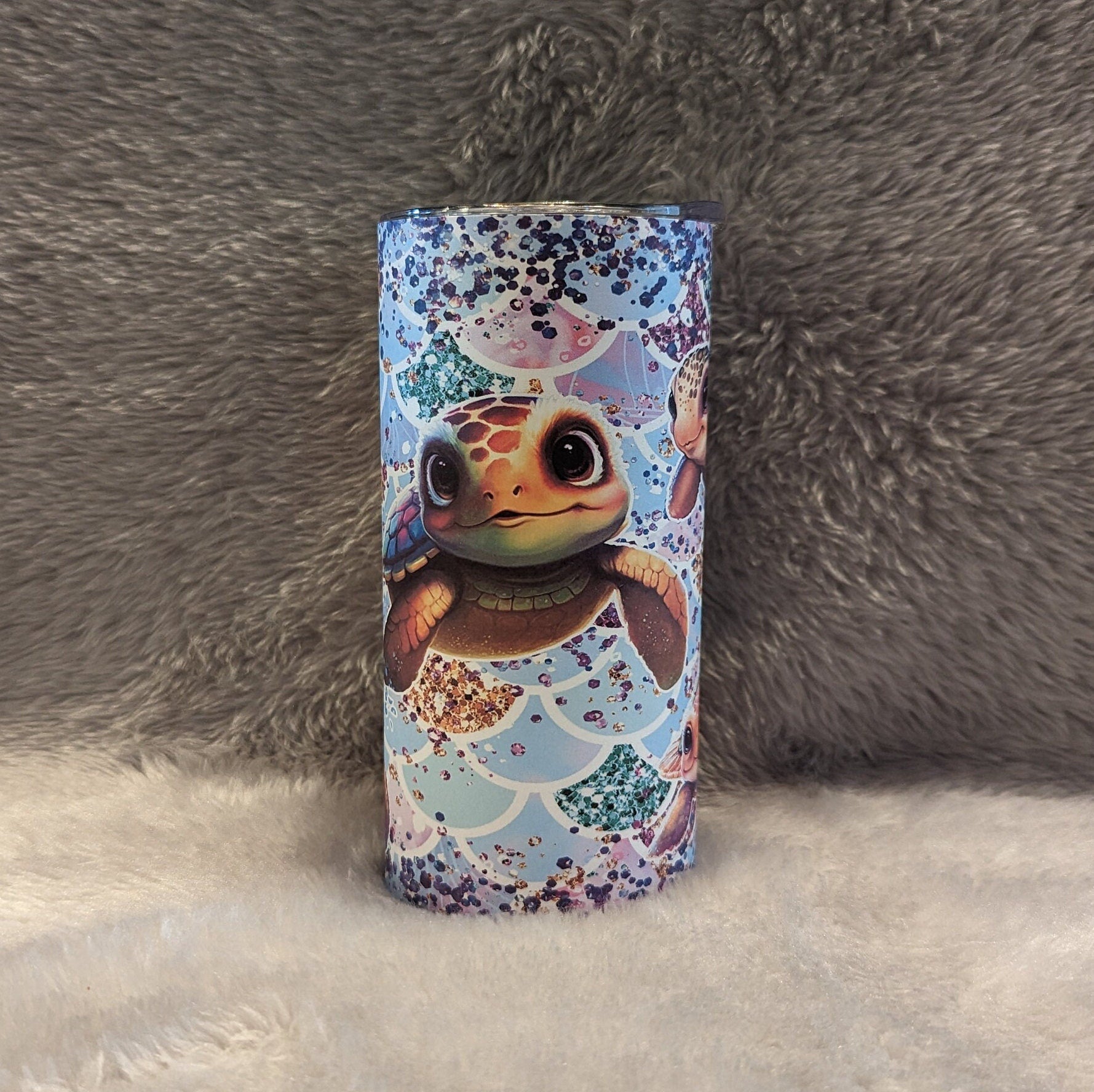 Kids Sea Turtle Tumbler 15oz With Reusable Straw, Can Be Personalized