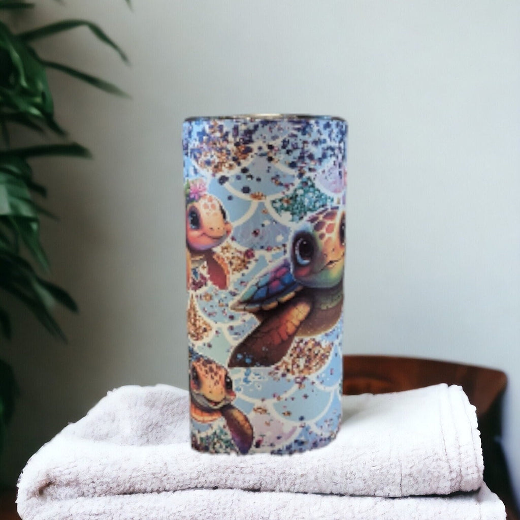 Kids Sea Turtle Tumbler 15oz With Reusable Straw, Can Be Personalized
