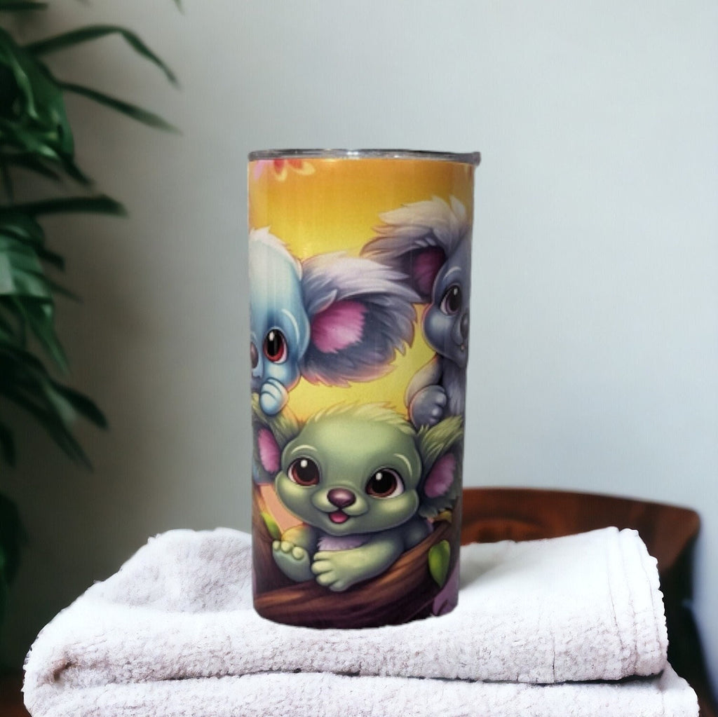 Fun and Quirky Kids Koala Bear Tumbler 15oz With Reusable Straw, Can Be Personalized