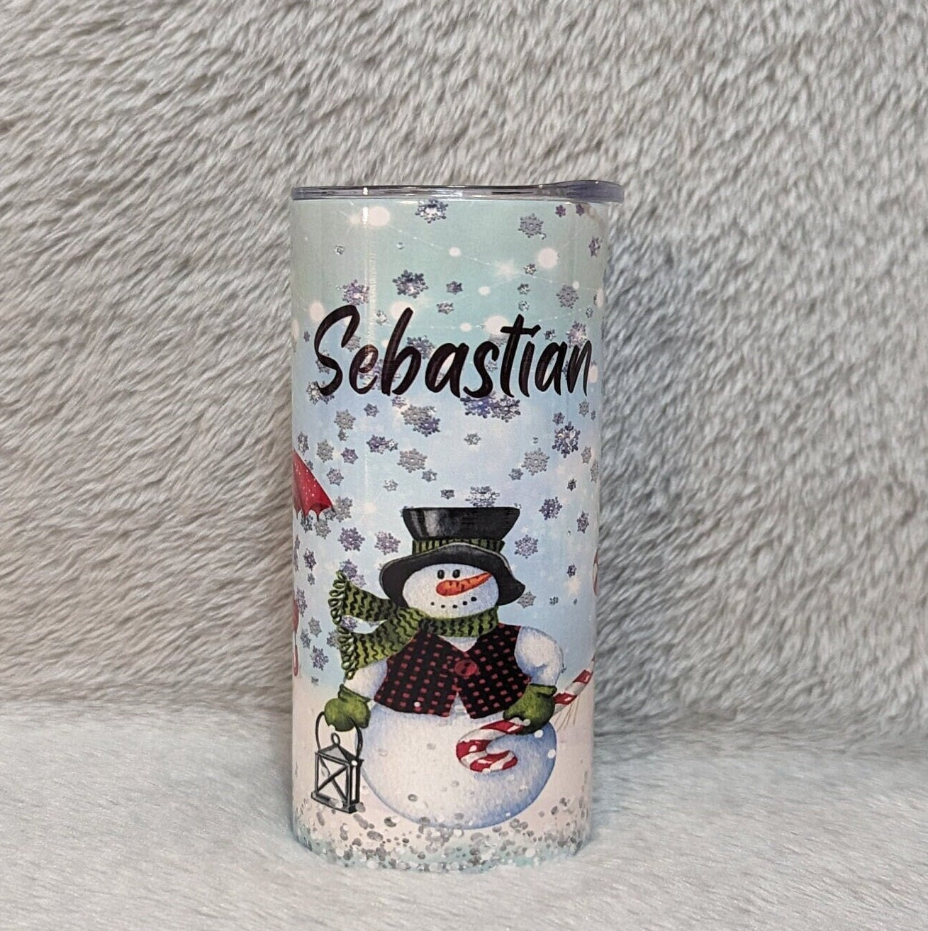 Snowman Tumbler With Straw, Snowman Cup With Name, Christmas Tumbler, Kids Christmas Cup, Stocking Stuffer - Winter Gift