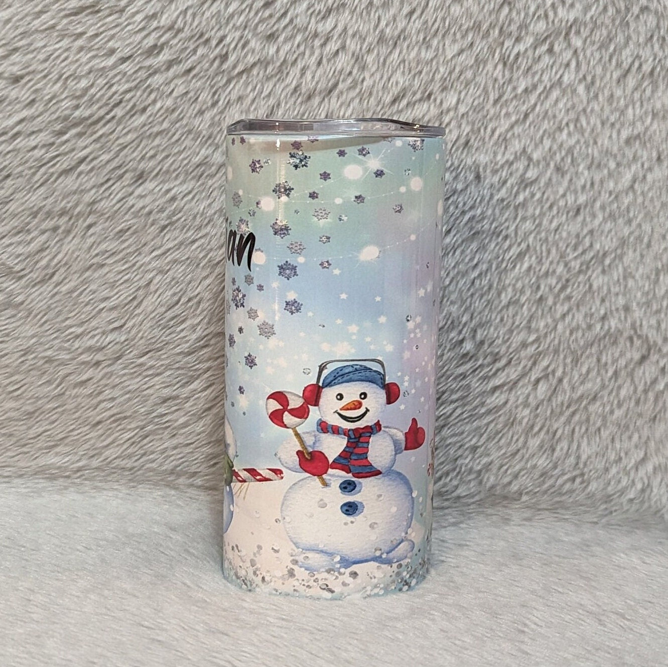 Snowman Tumbler With Straw, Snowman Cup With Name, Christmas Tumbler, Kids Christmas Cup, Stocking Stuffer - Winter Gift