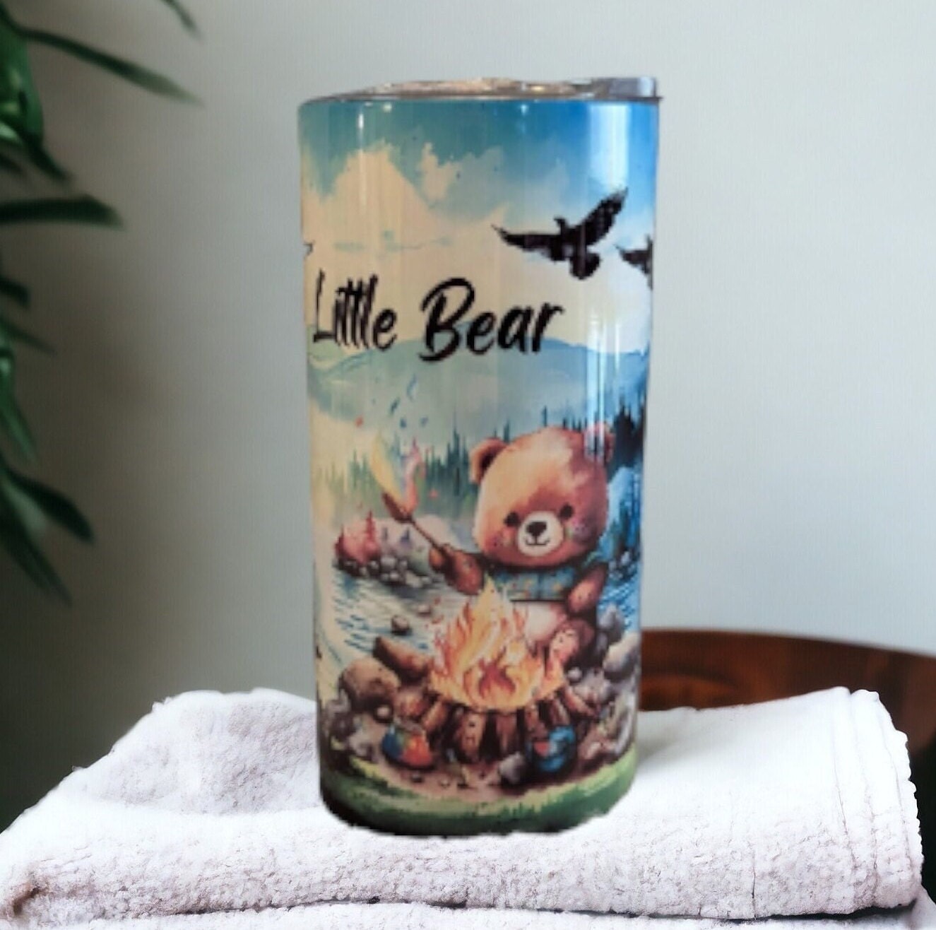 Campfire Bear Tumbler Can Be Personalized, Kids Camping Cup With Name, Bear Cup For Kids, Bear Tumbler, Includes Reusable Plastic Straw