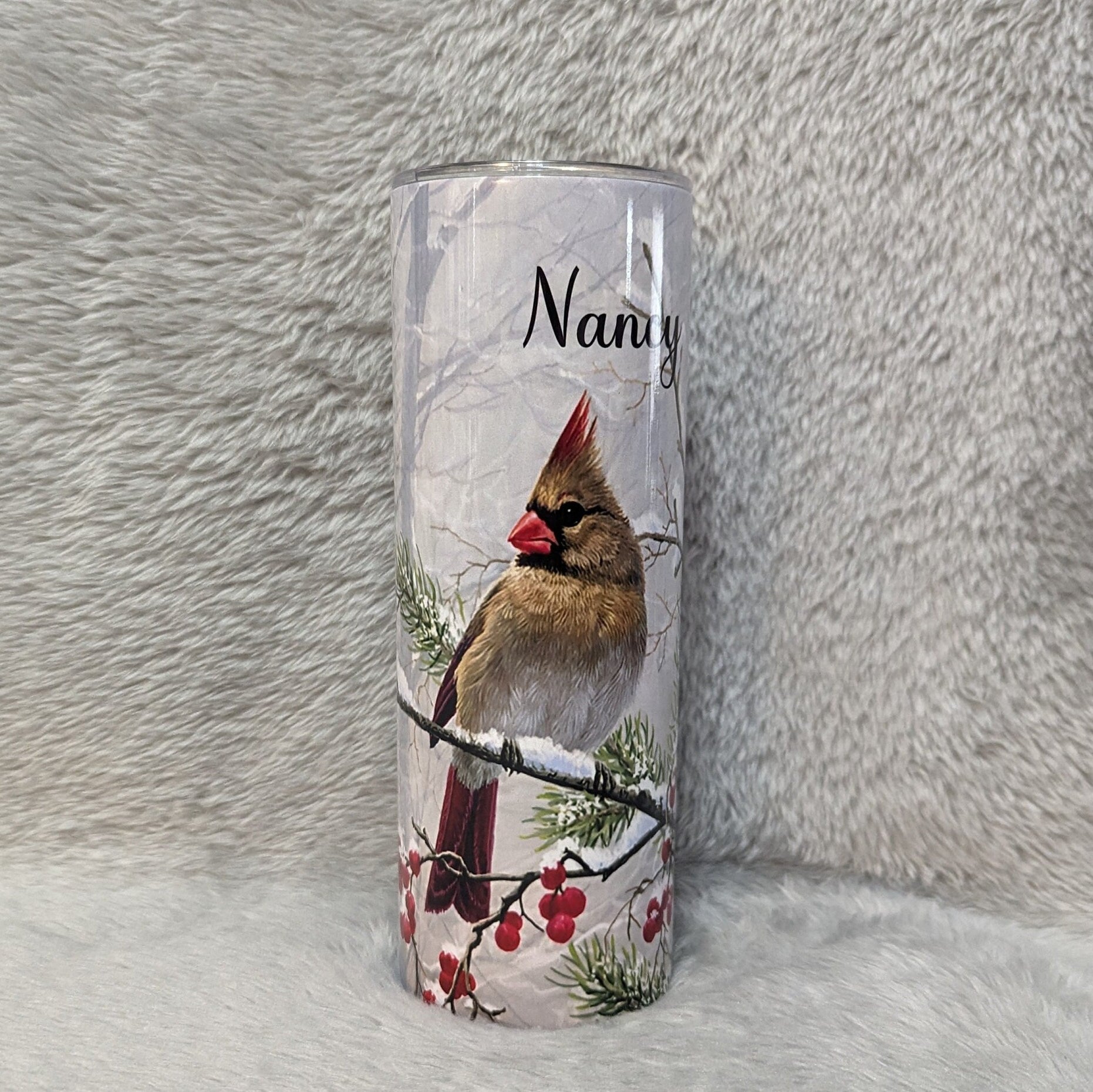 Cardinal Tumbler With A Male and Female Cardinal 20oz With Reusable Straw, Can Be Personalized