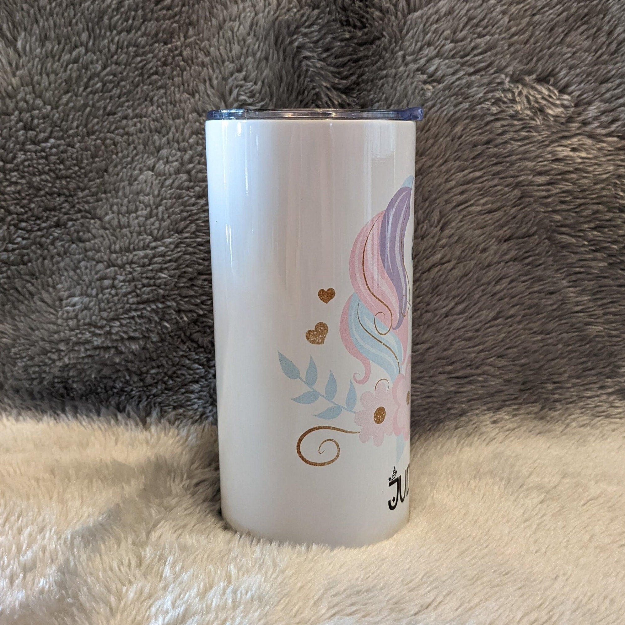 Kids Unicorn Tumbler Can Be personalized, Cup With Name, Insulated Toddler Tumbler With Reusable Plastic Straw, For Home Or On The Go