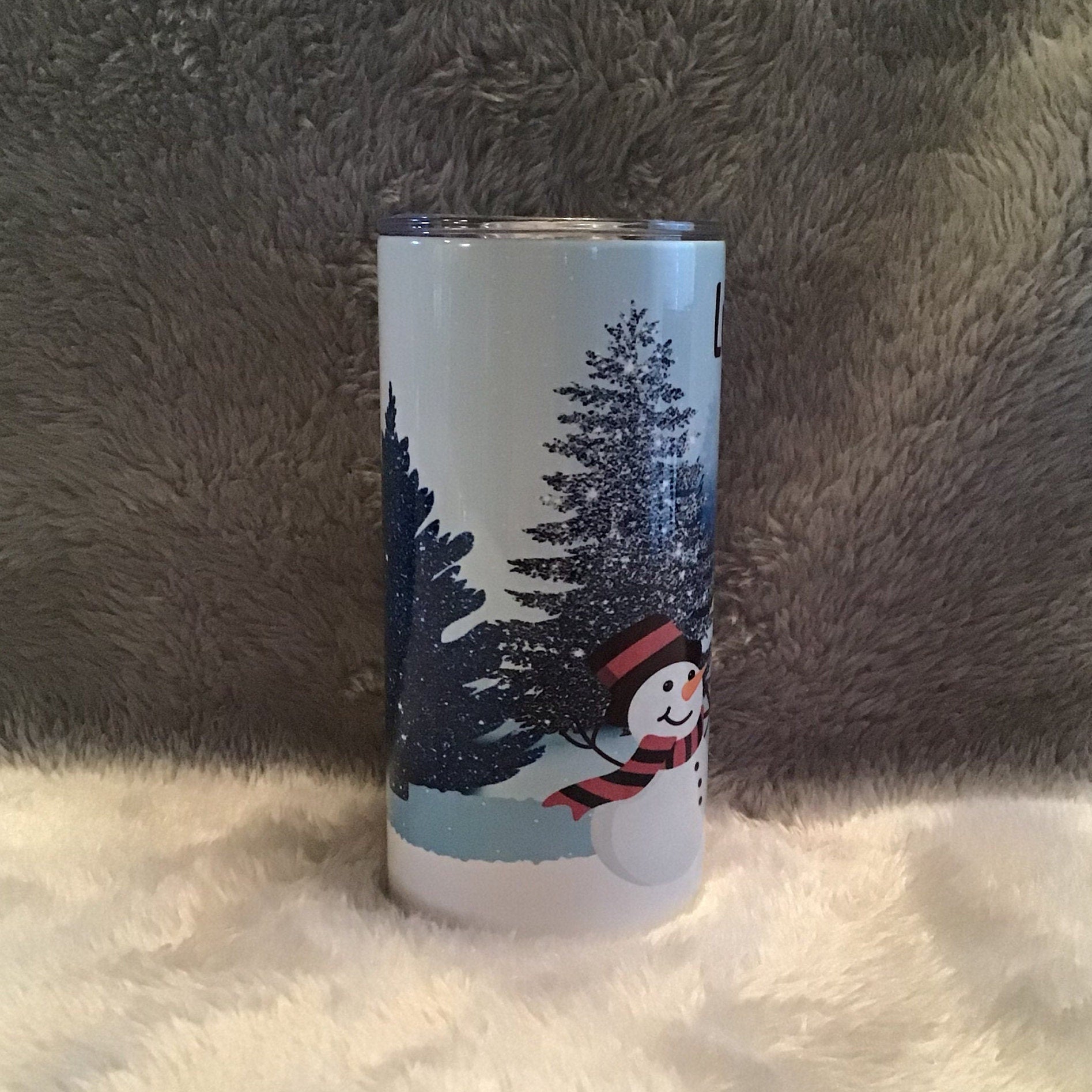 Kids Snowman Tumbler With Cute Snowmen, Can Be Personalized, Cup With Name, Tumbler With Reusable Plastic Straw, Winter Fun Tumbler For Kids