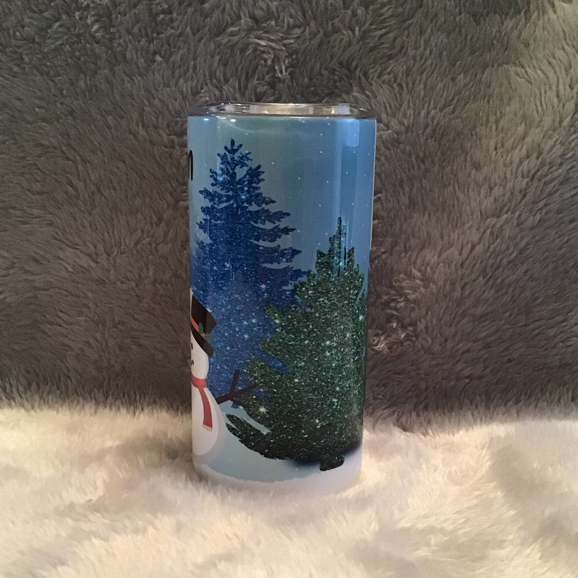 Kids Snowman Tumbler With Cute Snowmen, Can Be Personalized, Cup With Name, Tumbler With Reusable Plastic Straw, Winter Fun Tumbler For Kids