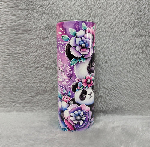 Beautiful Panda Bear Tumbler with Reusable Straw, Can Be Personalized, Panda Cup With Name, 20oz Tumbler, Panda Gift For Her