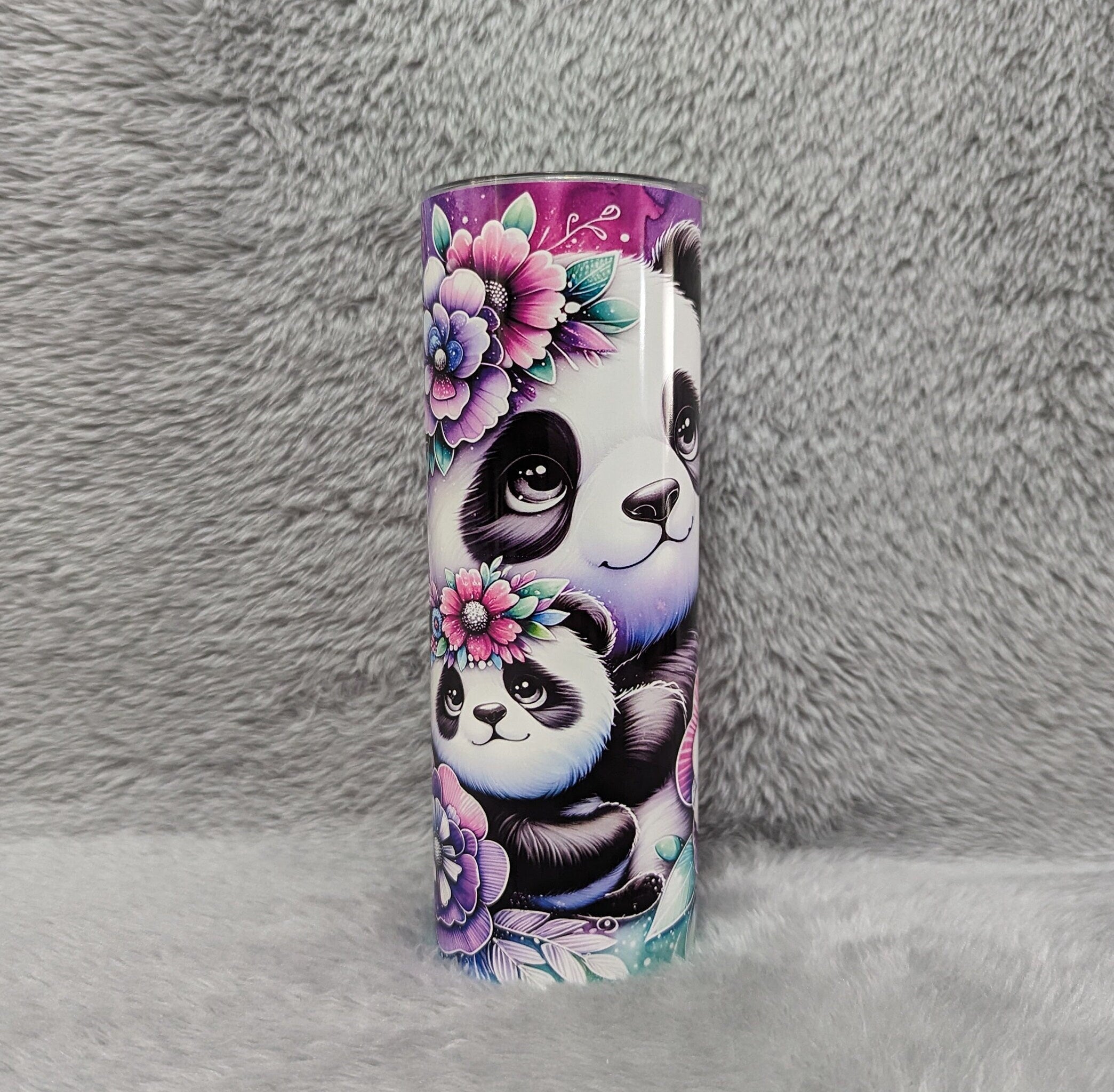 Beautiful Panda Bear Tumbler with Reusable Straw, Can Be Personalized, Panda Cup With Name, 20oz Tumbler, Panda Gift For Her
