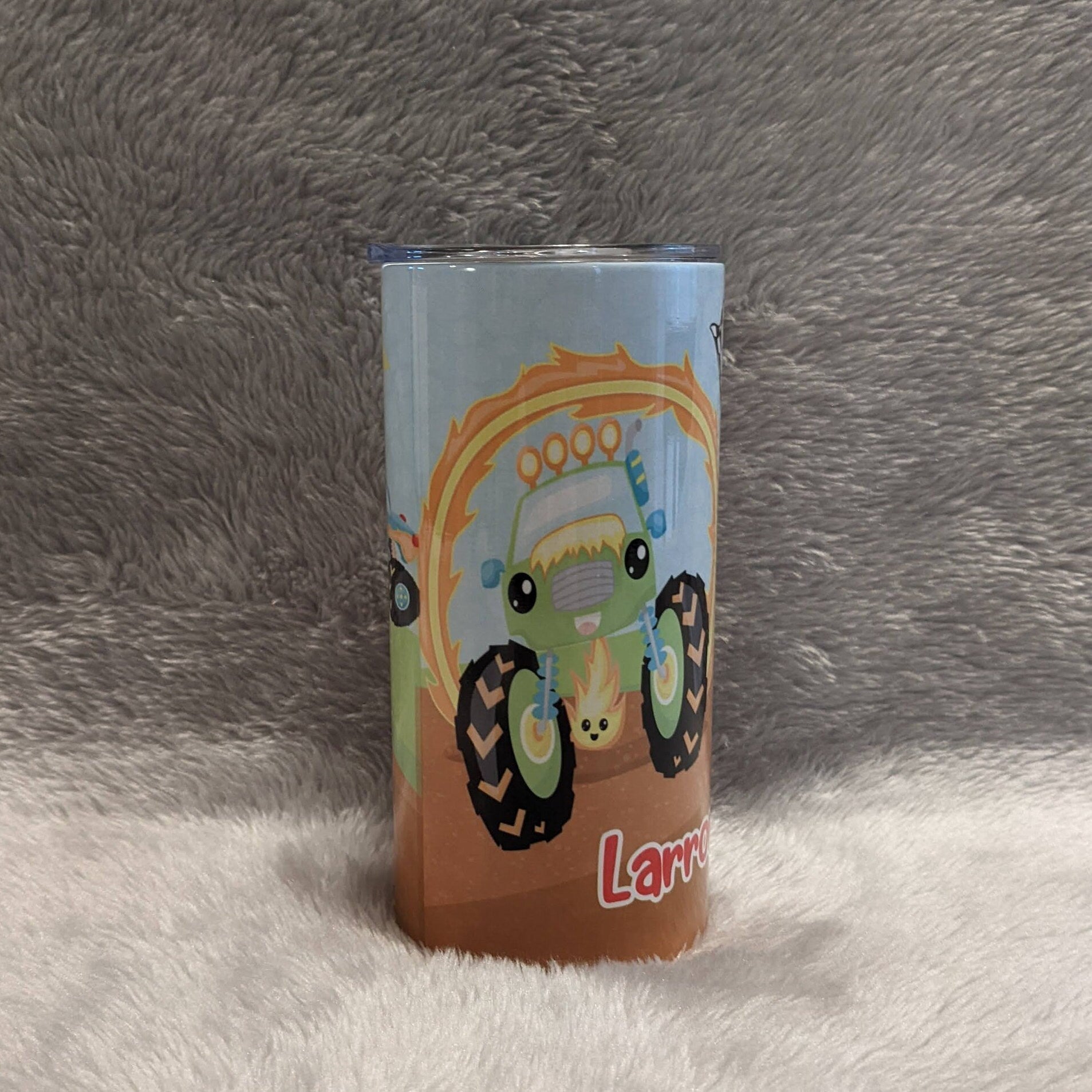 Kids Monster Truck Tumbler, Can Be Personalized, Cup With Name, 15oz Tumbler Includes A Reusable Plastic Straw, For Home Or On The Go