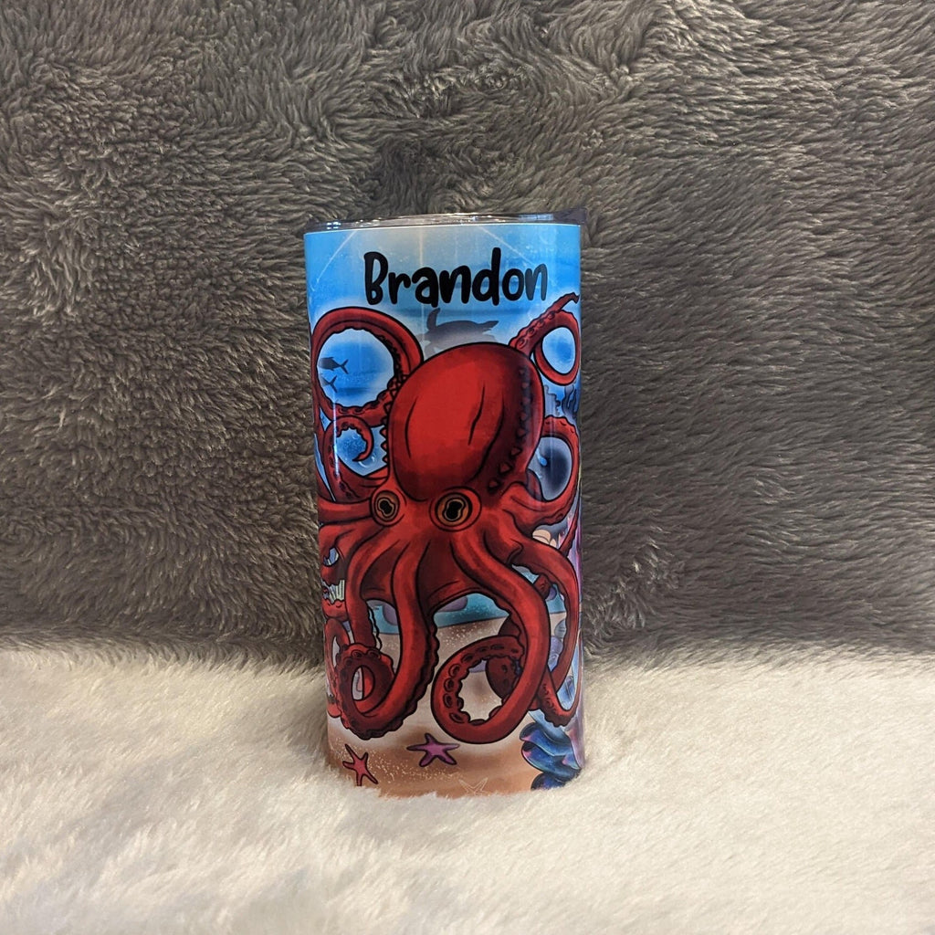 Kids Octopus Tumbler Can Also Be Personalized, Cartoon Octopus Cup With Name, Personalized Kids Cups For Home Or On The Go, Includes Straw