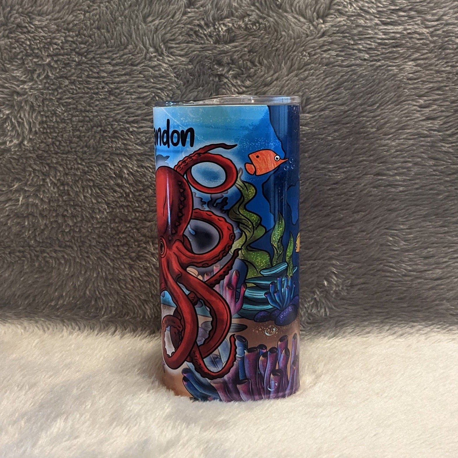 Kids Octopus Tumbler Can Also Be Personalized, Cartoon Octopus Cup With Name, Personalized Kids Cups For Home Or On The Go, Includes Straw