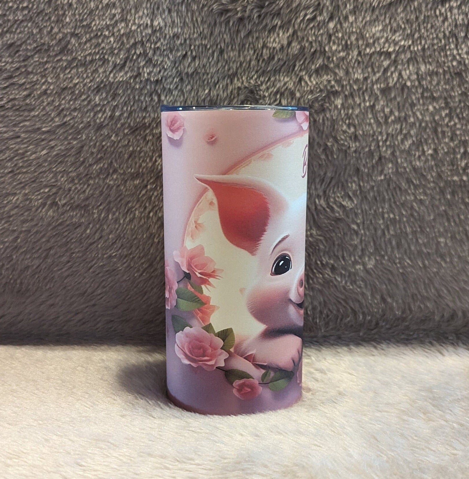 Pig Tumbler, Pig Cup With Name, Kids Piglet Tumbler, Kids Personalized Tumbler With Reusable Plastic Straw, For Home Or On The Go
