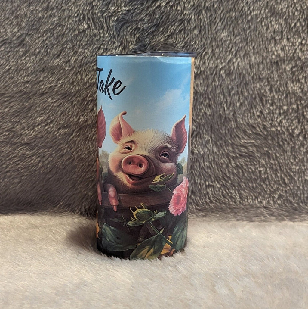 Adorable Kids Pig Tumbler with Playful Pigs Hanging Over Fence  Perfect for Little Ones, Kids Pig Cup With Name, Kids Piglet Tumbler Cup