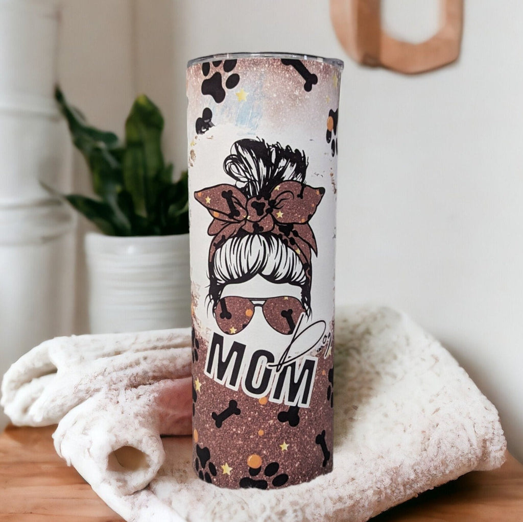 Dog Mom Tumbler  20oz With Reusable Straw, Can Be Personalized