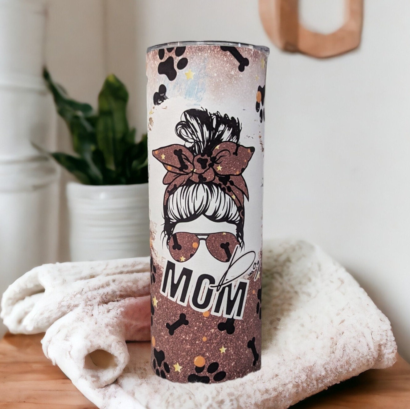 Dog Mom Tumbler  20oz With Reusable Straw, Can Be Personalized
