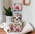 Cute Best Mom Sloth Tumbler with Reusable Straw - Perfect Gift Idea, Can Be Personalized, Sloth Lover Gift, Gift For Mom, 20oz Tumbler
