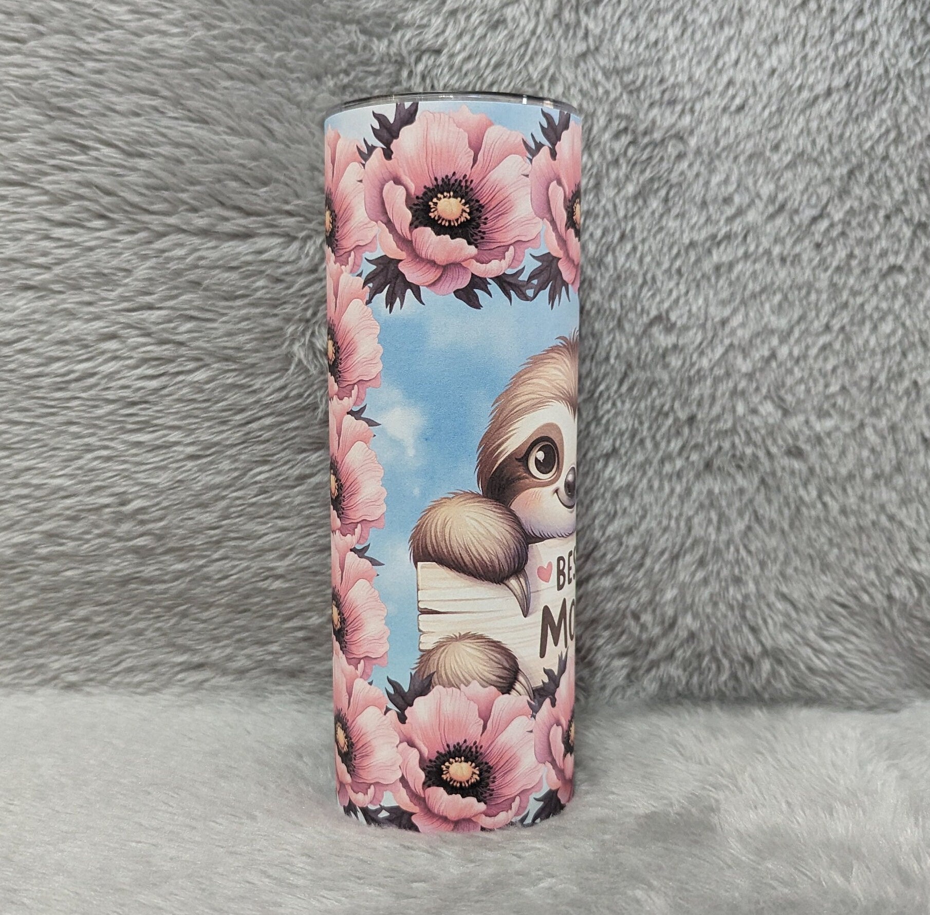 Cute Best Mom Sloth Tumbler with Reusable Straw - Perfect Gift Idea, Can Be Personalized, Sloth Lover Gift, Gift For Mom, 20oz Tumbler