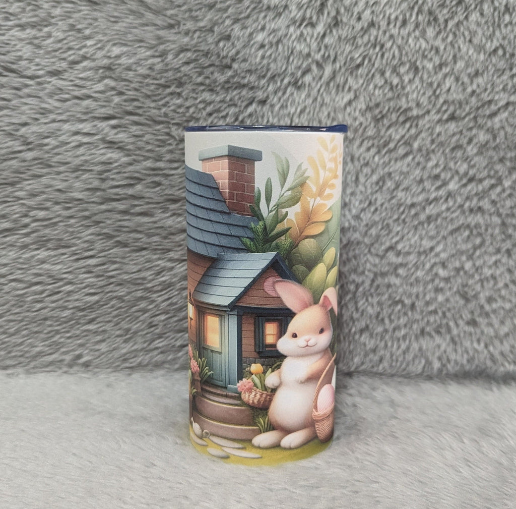 Kids Easter Tumbler with A Bunny Rabbit and Eggs -  Includes Straw, Can Be Personalized, Easter Cup With Name, Easter Tumbler, Gift For Kids