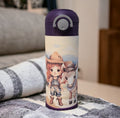 Adorable Redhead Girl with Pony Kids Water Bottle 12oz With Reusable Straw Can Be Personalized